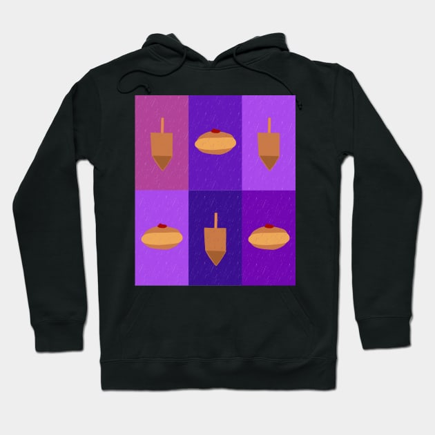 D&amp;D - Doughnuts and Dreidels Purple Grid Hoodie by TillaCrowne